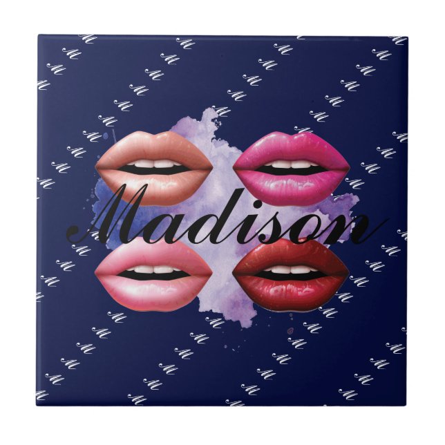 Girly Style Lips Beauty Custom Personalized Tile (Front)