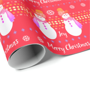 Girly Styled Snowman Designer Wrapping Paper