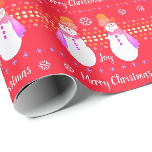 Girly Styled Snowman Designer Wrapping Paper (Roll Corner)