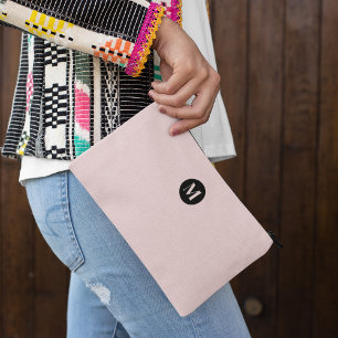 Girly Stylish Blush Pink Monogrammed  Accessory Pouch