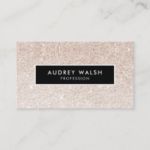 Girly Stylish Champagne pink glitter and  Black Business Card