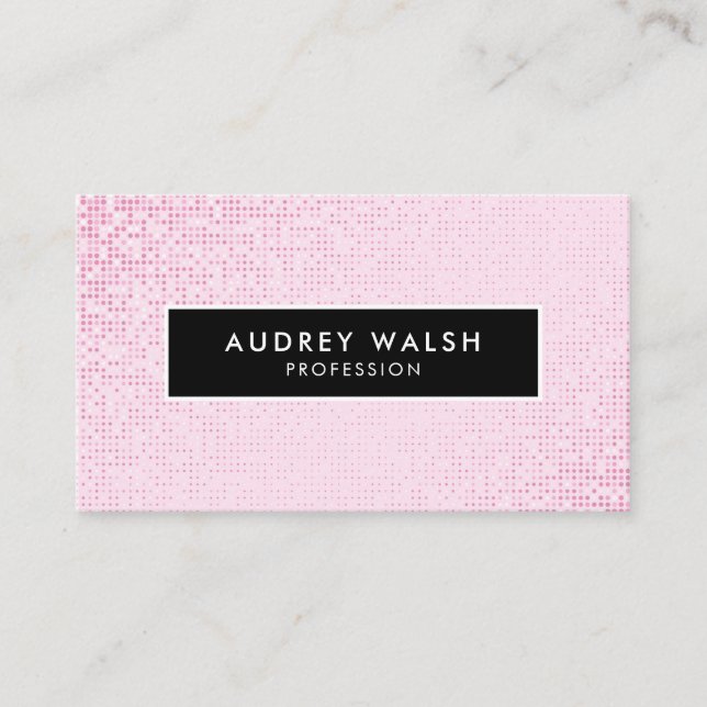 Girly Stylish Faux Pink Sequin Black Business Card (Front)