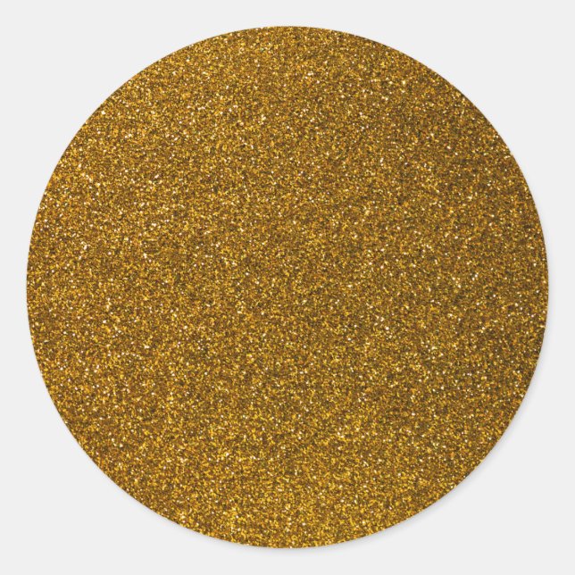 Girly Stylish Gold Glitter Photo Print Classic Round Sticker (Front)
