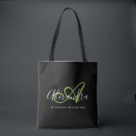 Girly Stylish Green Elegant Script Name Monogram  Tote Bag<br><div class="desc">Personalize your beautiful monogrammed trendy black Grocery Tote Bag! The text below may be personalized to your preferred sentence or even your full name; you can also delete it if you prefer. If you need help, please let us know at belytaliarecipes@gmail.com, and we will be glad to assist you. ©...</div>