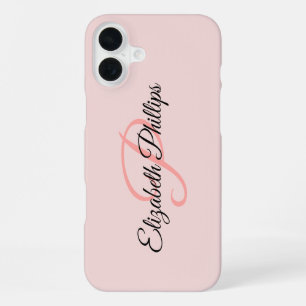 Girly Stylish Misty Rose  Monogram Letter iPhone 16 Plus Case