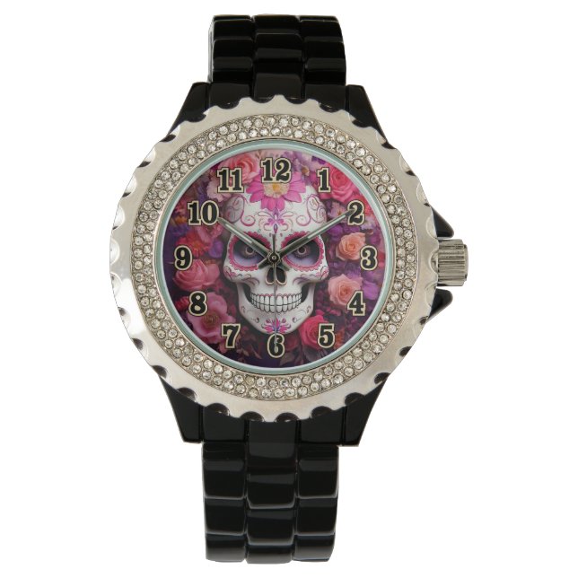 Girly Sugar Skull eWatch Watch (Front)