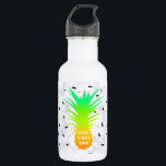 girly summer tropical pineapple white marble 532 ml water bottle<br><div class="desc">Fresh "good vibes only" design featuring colourful pineapple and elegant faux white marble.</div>