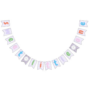Girly Sweet Little One Candy Kids Birthday Bunting Flags