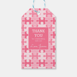 Girly Sweet Pink Piece It Together Puzzle  Gift Tags