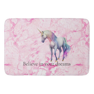 Girly Swirly Pink Unicorn  Bath Mat