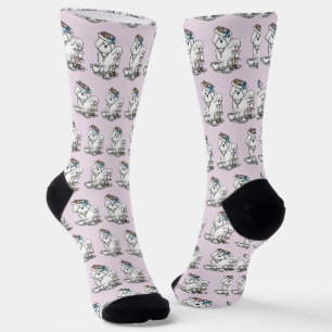 Girly Tea Party Bichon Frise Dog - Cute Socks