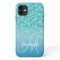 Girly Teal Faux Glitter Monogram Name Personalized