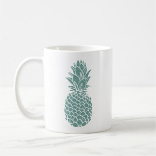 Girly Teal Glitter Pineapple Sparkle Coffee Mug