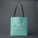 Girly Teal Green Elegant Script Name Monogram<br><div class="desc">Personalize your beautiful monogrammed trendy teal green Grocery Tote Bag! The text below may be personalized to your preferred sentence or even your full name; you can also delete it if you prefer. If you need help, please let us know at belytaliarecipes@gmail.com, and we will be glad to assist you....</div>