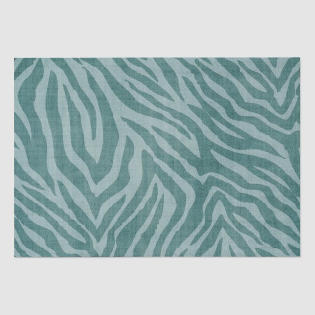 Girly Teal Green Zebra Print Tissue Paper (Front)