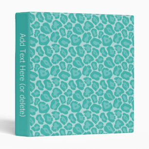 Girly Teal Leopard Pattern Binder
