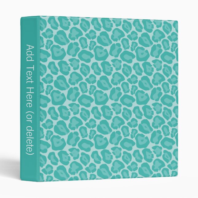 Girly Teal Leopard Pattern Binder (Front/Spine)