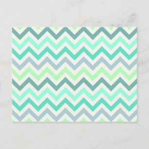 Girly Teal Mint Green Chevron Aztec Pastel Colours Postcard