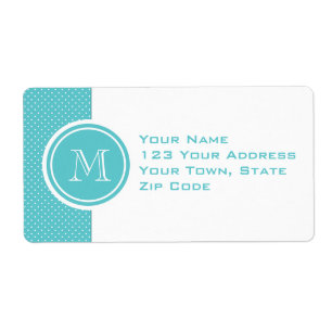 Girly Teal White Polka Dots, Your Monogram Initial