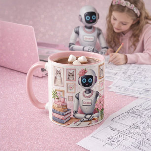 Girly Tech AI Robot Grace Pink Sparkle  Mug