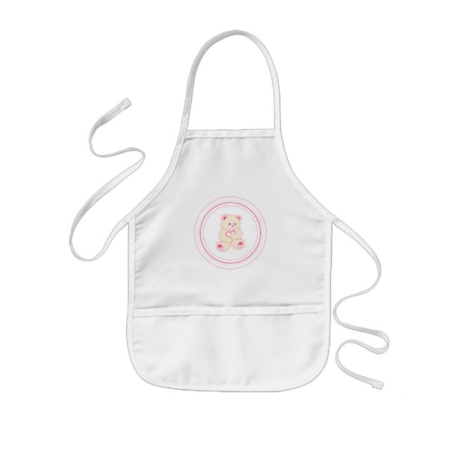 Girly Teddy Bear Kids Apron (Front)