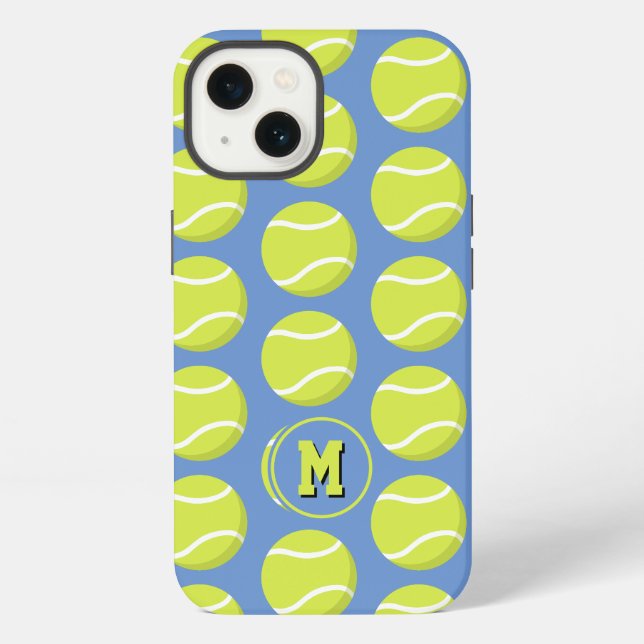 girly tennis balls pattern monogrammed iPhone case (Back)