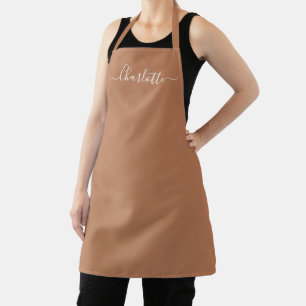 Girly terracotta custom script name monogram chic apron