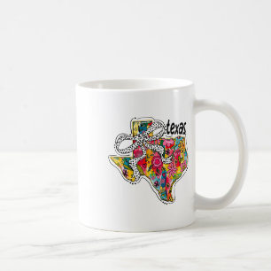 Girly Texas State Map Floral Coquette Bow 4th Of J Coffee Mug