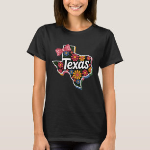 Girly Texas State Map Floral Coquette Bow Usa Amer T-Shirt