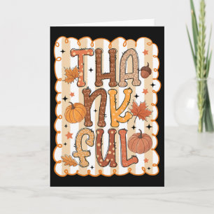 Girly Thankful Thanksgiving Pumpkin Autumn Season Card