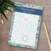 Girly To Do List Floral Pattern - Navy and Teal