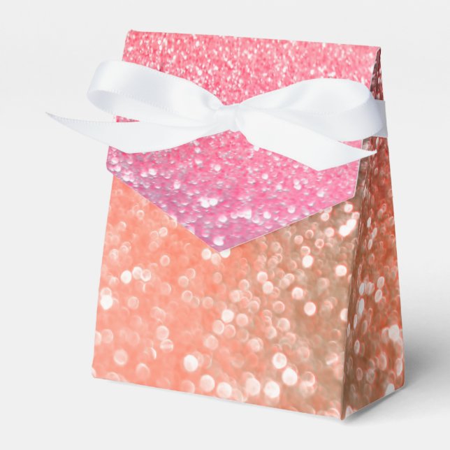 Girly Trend Rose Gold Blush Glitter Favor Box (Front Side)