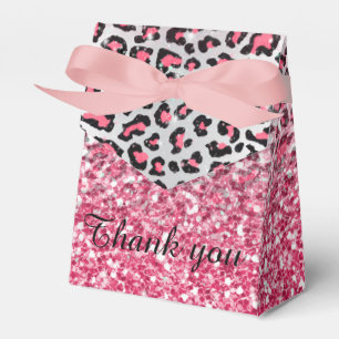 girly trendy bubble gum pink leopard animal print favor box