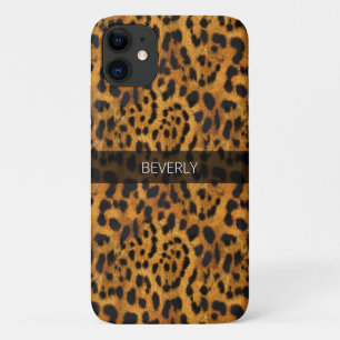 Girly Trendy Jaguar Skin Print Name Personalized iPhone 11 Case