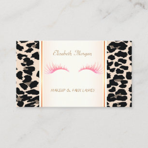 Girly Trendy Modern  Elegant,Leopard Print, Lashes Business Card