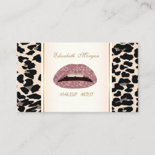 Girly Trendy Modern Elegant,Leopard Print ,Lips Business Card
