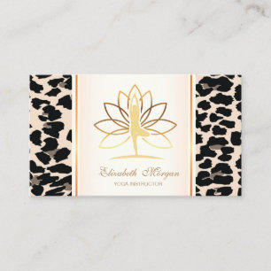 Girly Trendy Modern Elegant,Leopard Print,Lotus Business Card