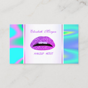 Girly Trendy Modern Elegant Lips Holographic Business Card