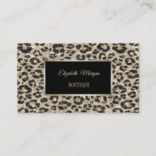 Girly Trendy Modern Glitter Leopard Print,Frame Business Card