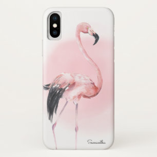Girly Tropical Pink Flamingo with Name Case-Mate iPhone Case