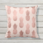 Girly Tropical Rose Gold Summer Pineapples Pattern Outdoor Pillow<br><div class="desc">This modern, simple, and cute pattern is designed of faux printed rose gold foil tropical summer pineapples on top of a pastel blush pink background. This design has been constructed from an illustration style print and is perfect for the chic and elegant woman. Its print is fun but feminine and...</div>