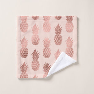 Girly Tropical Rose Gold Summer Pineapples Pattern Wash Cloth