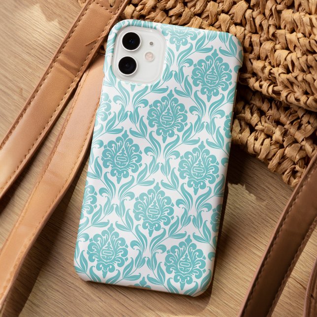 Girly Turquoise Damask Pattern Case-Mate iPhone Case (Creator Uploaded)