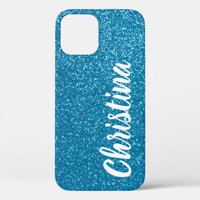 Girly Turquoise Glitter Name Personalized Case-Mate iPhone Case (Back)