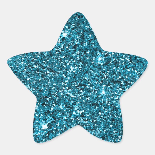 Girly Turquoise Glitter Star Sticker (Front)