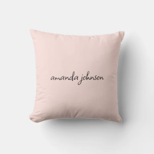 Girly Typography Light Pink Monogram Full Name Throw Pillow