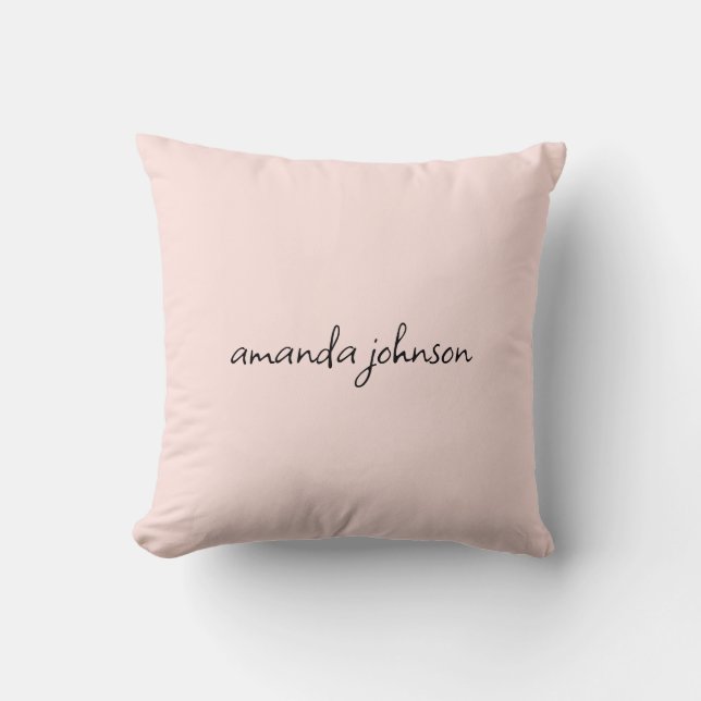 Girly Typography Light Pink Monogram Full Name Throw Pillow (Front)