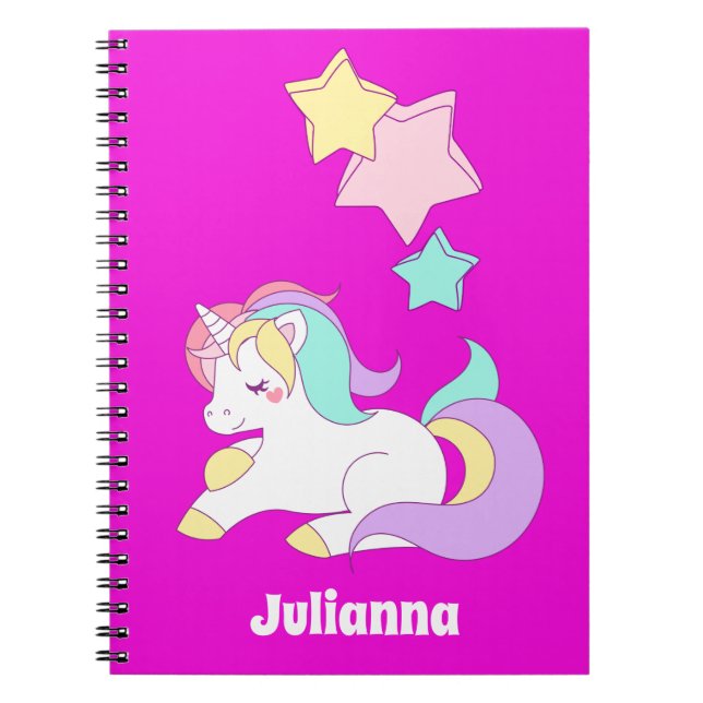 Girly Unicorn Gift Ideas, Cute Unicorn Notebook (Front)
