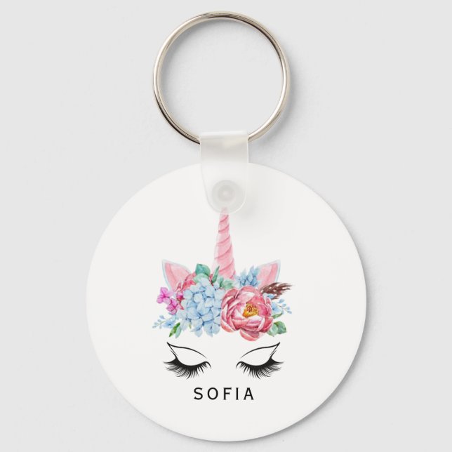 Girly Unicorn  Keychain (Front)