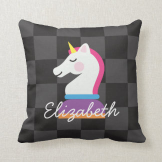 Girly Unicorn Knight Chess Personalized Throw Pillow